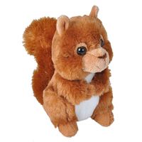 Wild Republic Pluche eekhoorn knuffel - rood - 18 cm - speelgoed - bosdieren   - - thumbnail