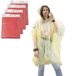 Regenponcho - 100x - rood transparant - wegwerp - voor volwassenen - one size fitts all - capuchon