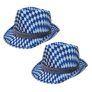 Blauw/wit Beieren hoedje voor volwassenen - 2x - Oktoberfest/bierfeest feesthoeden - Alpenhoedje