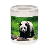 Dieren foto spaarpot grote panda 9 cm - pandaberen spaarpotten jongens en meisjes - thumbnail