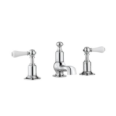 Crosswater Belgravia Wastafelkraan - 3 gats - witte grepen - chroom BL130DPC_LV