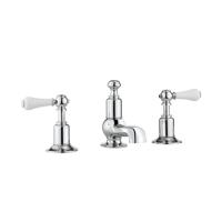 Crosswater Belgravia Wastafelkraan - 3 gats - witte grepen - chroom BL130DPC_LV