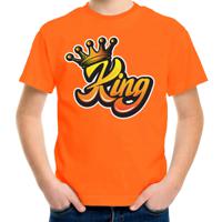 Bellatio Decorations Koningsdag t-shirt voor kinderen/jongens - King - oranje - feestkleding XL (158-164)  -