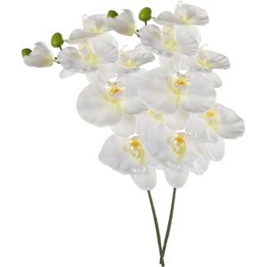 Kunstbloem Orchidee - 2x - 80 cm - wit - losse tak - kunst zijdebloem - Phalaenopsis