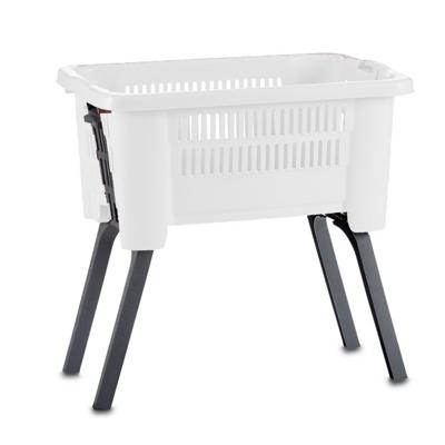 Wasmand op poten - wit- kunststof - 25 liter - 60 x 40 x 30 cm