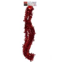 Kerstslinger - rood - sterretjes - 270 cm - folie/lametta - kerstboomversiering