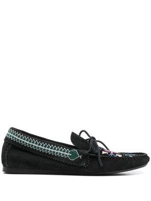 ISABEL MARANT mocassins en daim à broderies - Noir
