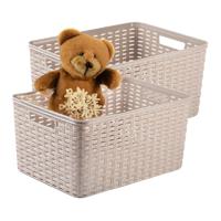 Opbergmand - 4x - Kastmand - rotan kunststof - taupe - 18 Liter - 29 x 39 x 20 cm