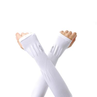 Lange ijs Silk zonnebrandcrème mouwen fietsen rijden Outdoor UV arm Oversleeve lengte: 38cm (wit)