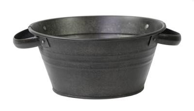 Pot zink laag handvat vintage d23h11 zwart - Mcollections
