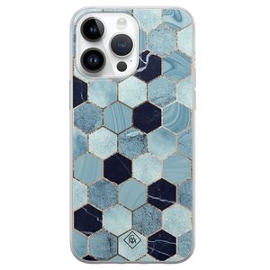 iPhone 14 Pro Max siliconen hoesje - Blue cubes