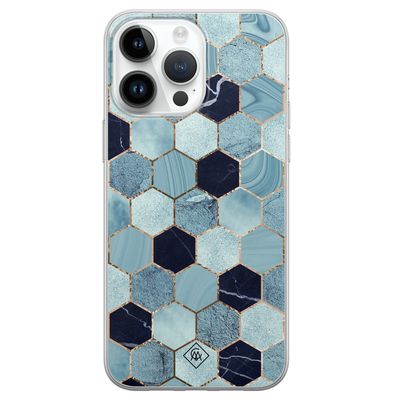 iPhone 14 Pro Max siliconen hoesje - Blue cubes