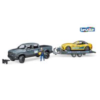 Bruder 02504 RAM Power Wagon en Roadster Bruder Racing Team + Figuur 1:16 - thumbnail