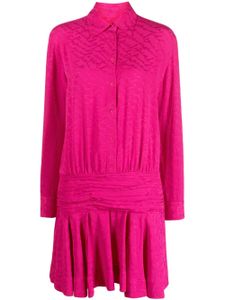 PINKO robe-chemise plissée à logo jacquard - Rose