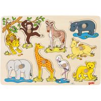 Wilde dieren knoppuzzel, 9 stukjes