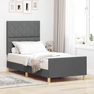 Bedframe met hoofdeinde Donkergrijs 100 x 200 cm Stof