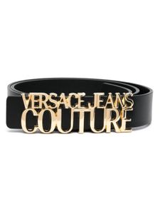 Versace Jeans Couture ceinture en cuir à plaque logo - Noir