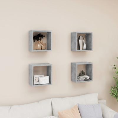 Wandschappen kubus 4 st 26x15x26 cm betongrijs