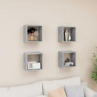 Wandschappen kubus 4 st 26x15x26 cm betongrijs