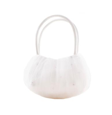 Retro Wedding Bridal Bag Tule & Strass White