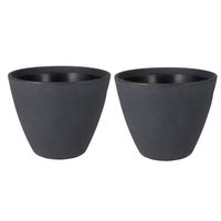 Mega Collections Plantenpot/bloempot - 2x - kunststof - zwart - dubbelwandig - D40 x H35 cm - Plantenpotten