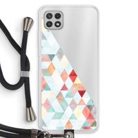 Gekleurde driehoekjes pastel: Samsung Galaxy A22 4G Transparant Hoesje met koord