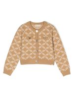 Michael Kors Kids monogram-pattern buttoned knitted cardigan - Tons neutres