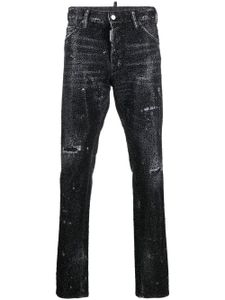 DSQUARED2 jean droit à ornements en cristal - Noir