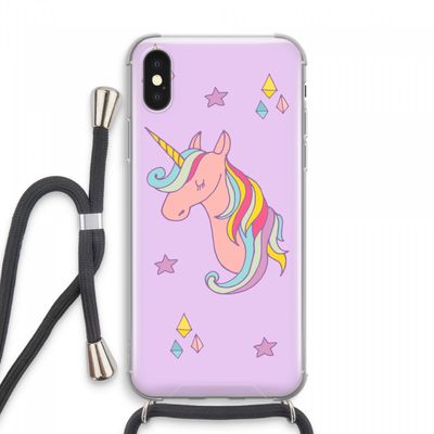 Roze eenhoorn: iPhone XS Max Transparant Hoesje met koord