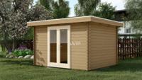 Woodpro Duiven Tuinhuis 350x300 cm 28 mm vuren blank- Plat dak- Onbehandeld vurenhout- Woodpro