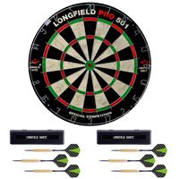 Dartbord Longfield professional 45.5 cm met 6x goede kwaliteit dartpijltjes   -