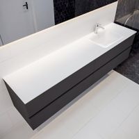 Mondiaz Vica Cloud badmeubel antraciet mat 200 cm 4 lades solid surface enkele spoelbak rechts 1 kraangat