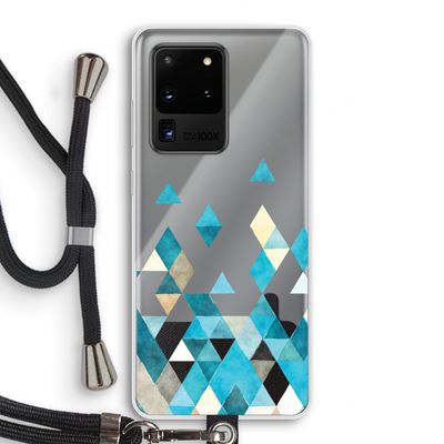 Gekleurde driehoekjes blauw: Samsung Galaxy S20 Ultra Transparant Hoesje met koord