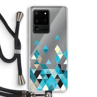 Gekleurde driehoekjes blauw: Samsung Galaxy S20 Ultra Transparant Hoesje met koord