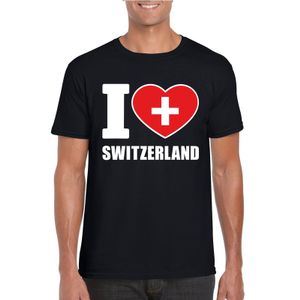 Zwart I love Zwitserland fan shirt heren