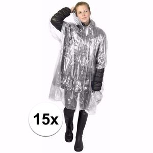 15x Wegwerp regenponcho transparant