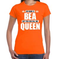 Naam cadeau t-shirt my name is Bea - but you can call me Queen oranje voor dames