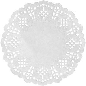 70x Bruiloft/trouwerij placemats wit 35 cm met kanten uitsnede   -