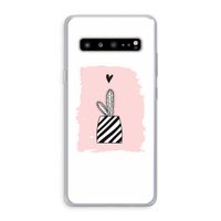 Zwart-wit cactus: Samsung Galaxy S10 5G Transparant Hoesje