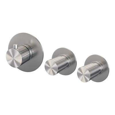 BRAUER Stripe Inbouwthermostaat - 2 stopkranen - in- en afbouwdelen - RVS-kleurig geborsteld PVD 5-NG-350