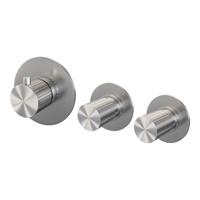BRAUER Stripe Inbouwthermostaat - 2 stopkranen - in- en afbouwdelen - RVS-kleurig geborsteld PVD 5-NG-350