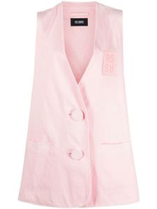 Raf Simons gilet oversize en jean à patch logo - Rose