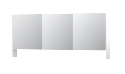 INK® SPK3 spiegelkast met 3 dubbel gespiegelde deuren, open planchet, stopcontact en schakelaar 180 x 14 x 74 cm, mat wit