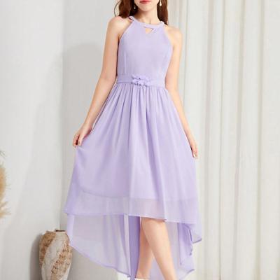 Teen Girls Dusty Pink Halter High Low Hem Appliques Party Dress Purple / 8-9Y