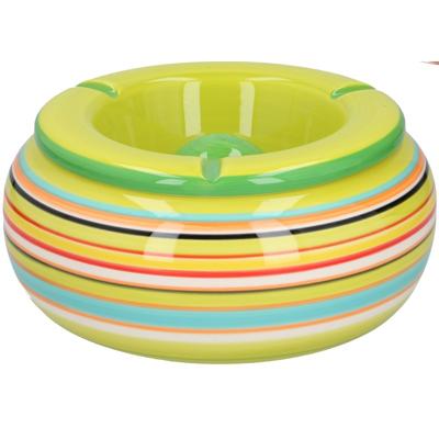 Asbak - gekleurd - rond - 19 cm - keramiek - buiten - terras asbakken