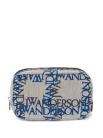 JW Anderson pochette zippée en toile à logo en jacquard - Gris