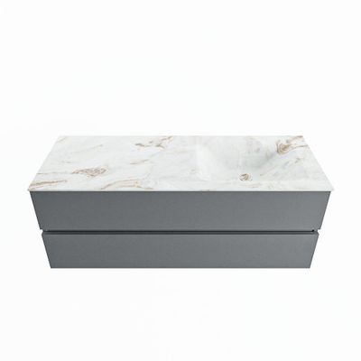 MONDIAZ VICA-DLUX 130cm badmeubel onderkast Plata 2 lades. Inbouw wastafel CLOUD rechts zonder kraangat, kleur Frappe.