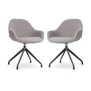 Nolon Nola-Mae Draaibare Eetkamerstoelen Bouclé Taupe - Zwart - 2x