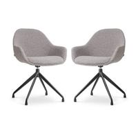 Nolon Nola-Mae Draaibare Eetkamerstoelen Bouclé Taupe - Zwart - 2x