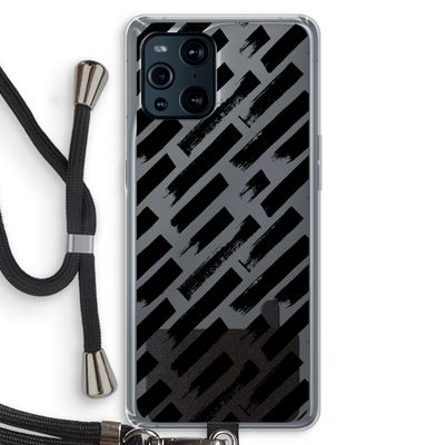 Zwarte vegen: Oppo Find X3 Transparant Hoesje met koord